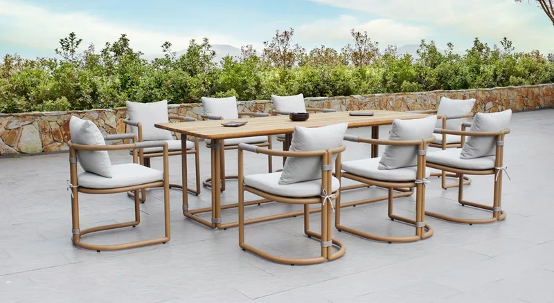 Chaise repas en teck et corde