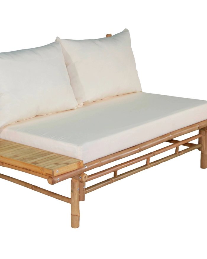 Salon lounge bambou (banc+chaise+table, coussins)