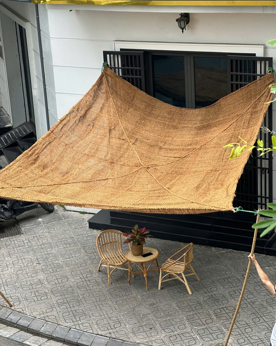 Voile d'ombrage rectangulaire en fibre de coco tissée