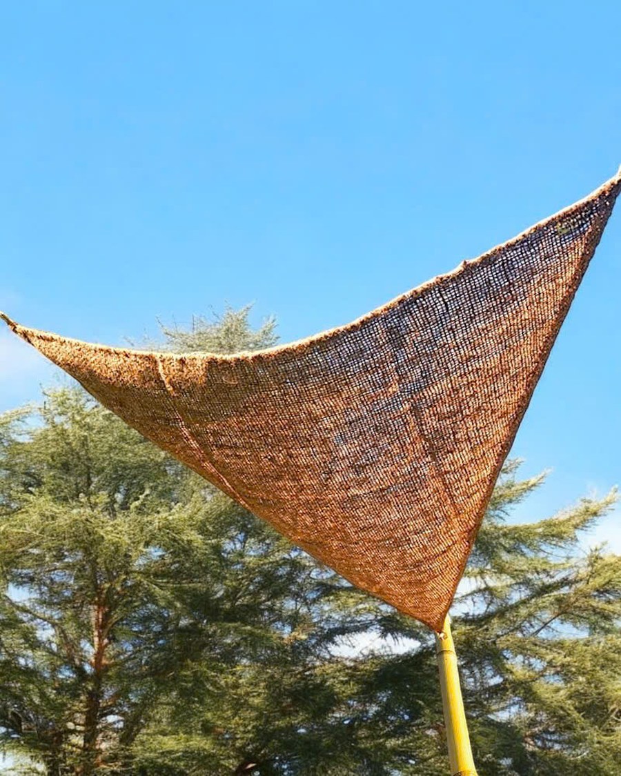Voile d'ombrage triangulaire en fibre de coco tissée